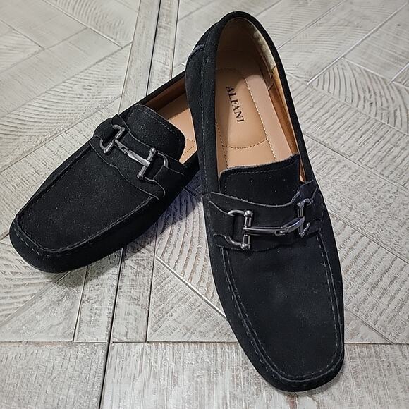 Alfani Shoes James Mens 12 M Black Suede Leather Loafers Driving Slip On - Picture 1 of 9